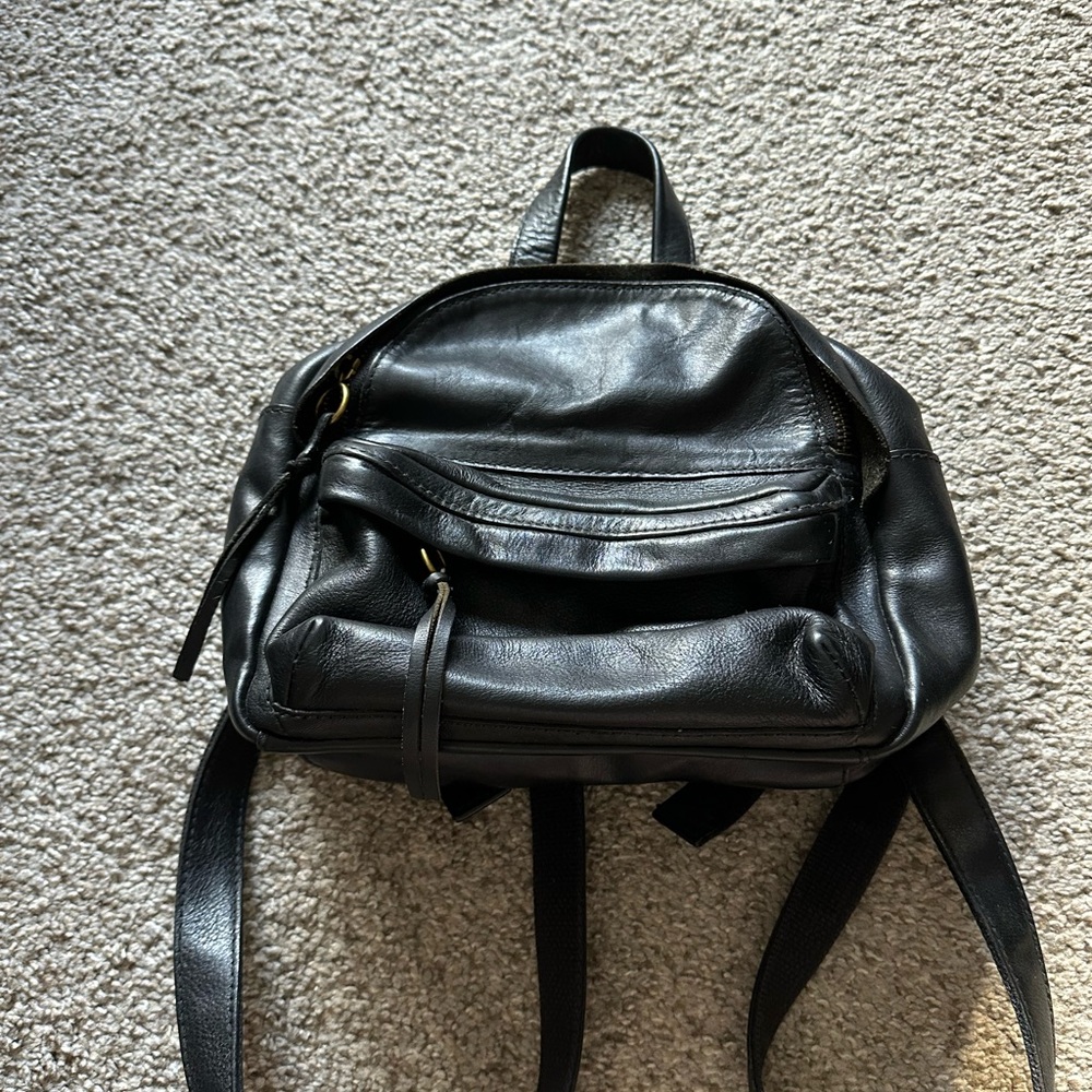 Madewell Black Leather Mini Backpack